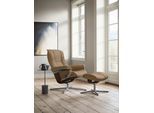 Relaxsessel STRESSLESS "Mayfair", braun (sand dinamica), B:79cm H:102cm T:73cm, Microfaser DINAMICA (88% Polyester, 12% Polyurethan), Sessel, Relaxsessel, mit Cross Base, Größe S, M & L, Holzakzent Braun