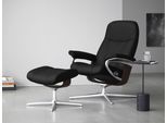 Relaxsessel STRESSLESS "Consul", schwarz (schwarz paloma), B:82cm H:102cm T:72cm, Leder PALOMA: PALOMA ist ein durchgefärbtes Semianilin-Möbelleder mit natürlicher Narbung., Sessel, Relaxsessel, mit Cross Base, Größe S, M & L, Holzakzent Braun
