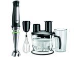 BRAUN Stabmixer "MultiQuick 7 MQ 7075X - 1000W, Stufenlosregulierbar, Küchenmaschine", schwarz (premium schwarz, edelstahl), H:39cm, Mixer, Dynamische Klinge, Spritzschutz, Extra Mahlklinge, Stabmixer