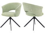 Armlehnstuhl TOM TAILOR HOME "CURVY ARMCHAIR", grün leaf, schwarz, schwarz, dwi 31 grün leaf, B:61,5cm H:78,5cm T:59cm, Metall, Stoff, Stühle, Armlehnstuhl, mit Armlehnen, drehbar, Rückholfunktion, Rückenausschnitt