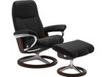 Relaxsessel STRESSLESS "Consul", schwarz (schwarz paloma), B:82cm H:102cm T:72cm, Leder BATICK: BATICK ist ein leicht korrigiertes, durchgefärbtes und genarbtes Möbelleder, bei dem die meisten Unebenheiten und Spuren in der Regel entfernt wurden.;Leder PALOMA: PALOMA ist ein durchgefärbtes Semianilin-Möbelleder mit natürlicher Narbung.;ROHLEDER Stoff Q2 FARON: Ein fester zuverlässiger Bouclé mit e