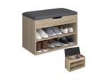 tectake® Schuhbank, für 6 Paar Schuhe, großes Klappfach, 60 x 30 x 43,5 cm