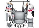 KESSER® Hängesessel mit 2 Kissen Getränkehalter & Bücherfach - Safari XXL Hängestuhl für Erwachsene & Kinder Hängematte bis 150 kg Hängesitz Aufhängung Indoor & Outdoor Wohn & Garten Terrasse