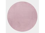Hochflor-Teppich AYYILDIZ TEPPICHE "POUFFY 5100", rosa (rose), H:20mm Ø:120cm, Polyester, Teppiche, Läufer, weicher glatter Softflor, Kaninchen Fell Haptik, waschbar