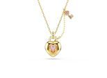 Kette mit Anhänger SWAROVSKI "Schmuck Geschenk Idyllia Halskette Herz mit Schlüssel", gelbgoldfarben, kristallweiß, rosa, Halsketten, Damen, Metall, mit Swarovski Kristall