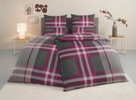 Bettwäsche TOM TAILOR HOME "Nick in Gr. 135x200 oder 155x220 cm", lila (beere), B/L: 135cm x 200cm, 1 Stk., 1 Stk., Renforcé, B/L: 80cm x 40cm, 3 Stk., Renforcé, Obermaterial: 100% Baumwolle, Bettwäsche, Bettwäsche, mit Gratiszugabe Gästehandtuch