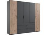 Drehtürenschrank WIMEX "Burgos by fresh to go", grau (front und korpus graphit, absetzung viking oak nachbildung), B:250cm H:216cm T:58cm, Holzwerkstoff, Schränke, Drehtürenschrank, mit extra großen Schubladen