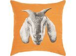 Dekokissen PAD "MOO", orange, B:45cm L:45cm, Baumwolle, Dekokissen_Sitzkissen_Kissenhüllen, Made in Europe, Kissenhülle ohne Füllung, 1 Stück, Tiermotiv, 45x45 cm