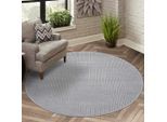 Teppich CARPET CITY "FLAIR177", grau, H:11mm Ø:200cm, Obermaterial: 50% Polyester, 50% Polypropylen, Teppiche, Teppich, Kurzflor-Teppich, Skandi-Stil, Wohnzimmer