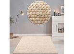 Wollteppich THEKO "Alpen", beige (dunkelbeige), B:70cm H:12mm L:140cm, Schurwolle, Teppiche, handgewebter Wendeteppich, meliert, reine Wolle, Wohnzimmer
