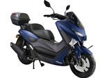 Motorroller GT UNION "MaxT 125", schwarz (blau metallic matt, schwarz), Motorroller, mit Topcase, 99 km/h, Wassergekühlter Motor, B:78cm H:113cm L:195cm