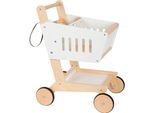 Spiel-Einkaufswagen SMALL FOOT "Einkaufswagen „fresh“", weiß, Kinder-Einkaufswagen, KinderB:30cm H:53cm T:42cm, Holz, Kunststoff, B:30cm H:53cm T:42cm