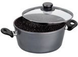 Kochtopf STONELINE, grau (anthrazit), H:11,5cm Ø:24cm, Töpfe, Kochtopf, mit Glasdeckel, Induktion