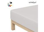 Spannbettlaken SCHLAFGUT "Basic Cotton Bettlaken, 160 g/m², 100% Baumwolle, Spannbetttuch", weiß (grau light), 1 Stk., Jersey, 90-100x190-200 20cm, Jersey, Obermaterial: 100% Baumwolle, Bettlaken, Spannbettlaken, Spannbettlaken bis 20 cm Matratzenhöhe, bügelfrei und pflegeleicht