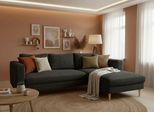Ecksofa TRENDMANUFAKTUR "Amazing, wahlw. mit Schlaffunktion & Bettkasten, Fuß Buche lackiert", grau (dunkelgrau), B:232cm H:81cm T:161cm, Sofas, Ecksofa, Recamiere beidseitig montierbar, L-Form,in Cord o. Struktur, B: 232 cm