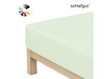 Spannbettlaken SCHLAFGUT "Basic Cotton Bettlaken, 160 g/m², 100% Baumwolle, Spannbetttuch", grün (grün light), 1 Stk., Jersey, 140-160x190-200 20cm, Jersey, Obermaterial: 100% Baumwolle, Bettlaken, Spannbettlaken, Spannbettlaken bis 20 cm Matratzenhöhe, bügelfrei und pflegeleicht