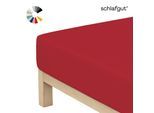 Spannbettlaken SCHLAFGUT "Basic Cotton Bettlaken, 160 g/m², 100% Baumwolle, Spannbetttuch", rot (rot deep), 1 Stk., Jersey, 140-160x190-200 20cm, Jersey, Obermaterial: 100% Baumwolle, Bettlaken, Spannbettlaken, Spannbettlaken bis 20 cm Matratzenhöhe, bügelfrei und pflegeleicht