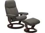 Relaxsessel STRESSLESS "Consul", grau (metal grau paloma), B:76cm H:100cm T:71cm, Leder BATICK: BATICK ist ein leicht korrigiertes, durchgefärbtes und genarbtes Möbelleder, bei dem die meisten Unebenheiten und Spuren in der Regel entfernt wurden.;Leder PALOMA: PALOMA ist ein durchgefärbtes Semianilin-Möbelleder mit natürlicher Narbung.;ROHLEDER Stoff Q2 FARON: Ein fester zuverlässiger Bouclé mit e