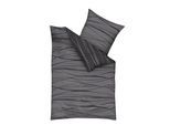 Wendebettwäsche KAEPPEL "MOTION 100% gekämmte Baumwolle", grau (anthrazit, grau), B/L: 135cm x 200cm, 1 Stk., 1 Stk., Mako-Satin, B/L: 80cm x 80cm, 2 Stk., Mako-Satin, Obermaterial: 100% Baumwolle, Bettwäsche, Wendebettwäsche, mit feinen Wellenlinien, Markenreißverschluss, Wendeoptik, Topseller