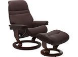 Relaxsessel STRESSLESS "Sunrise", braun (chocolate paloma), B:79cm H:103cm T:73cm, Leder BATICK: BATICK ist ein leicht korrigiertes, durchgefärbtes und genarbtes Möbelleder, bei dem die meisten Unebenheiten und Spuren in der Regel entfernt wurden.;Leder PALOMA: PALOMA ist ein durchgefärbtes Semianilin-Möbelleder mit natürlicher Narbung.;ROHLEDER Stoff Q2 FARON: Ein fester zuverlässiger Bouclé mit