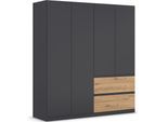 Drehtürenschrank RAUCH "Kleiderschrank Schrank Garderobe COSTA in den Breiten 91/136/181 cm", grau (graumetallic, eiche artisan, eingriffe graumetallic), B:181cm H:197cm T:54cm, Holzwerkstoff, Schränke, Drehtürenschrank, viel Platz, grifflose Front und Push-to-Open Funktion MADE IN GERMANY