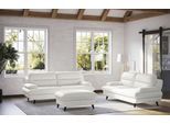 2,5-Sitzer COTTA "Pike, B: 198 cm", bianco, B:198cm H:90cm T:95cm, GEDECKTES RINDSLEDER, Sofas, 2 5-Sitzer, mit Metallfüße, wahlweise auch in Echtleder