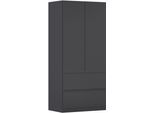 Drehtürenschrank RAUCH "Kleiderschrank Schrank Garderobe COSTA in den Breiten 91/136/181 cm", grau (graumetallic, eingriffe graumetallic), B:91cm H:197cm T:54cm, Holzwerkstoff, Schränke, Drehtürenschrank, viel Platz, grifflose Front und Push-to-Open Funktion MADE IN GERMANY