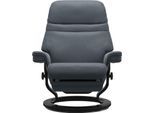 Relaxsessel STRESSLESS "Sunrise", blau (atlantic blau batick), B:79cm H:103cm T:78cm, Leder BATICK: BATICK ist ein leicht korrigiertes, durchgefärbtes und genarbtes Möbelleder, bei dem die meisten Unebenheiten und Spuren in der Regel entfernt wurden.;Leder PALOMA: PALOMA ist ein durchgefärbtes Semianilin-Möbelleder mit natürlicher Narbung.;ROHLEDER Stoff Q2 FARON: Ein fester zuverlässiger Bouclé m