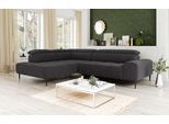 Ecksofa COTTA "Theo L-Form, B: 298 cm", grau (mud), B:298cm T:222cm, 100% Polyester (PES), Sofas, Ecksofa, mit Kopfteilverstellung, optional Sitztiefenverstellung