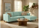 Ecksofa HOME AFFAIRE "Booster II, whlw. mit Schlaffunktion & Bettkasten, Fuß schwarz", blau (mint), B:232cm H:83cm T:161cm, 92% Polyester, 5% Polyamid, Sofas, Ecksofa, Recamiere beidseitig montierbar,L-Form, in Cord & Struktur LEO o. LINO