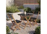 Garnitur MCW-P71, Sitzgruppe Lounge-Set Garten 2x Stuhl Tisch, Akazie Holz klappbar ~ natur-schwarz