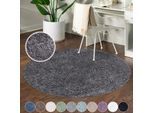 Hochflor-Teppich CARPET CITY "City Shaggy", grau (anthrazit), H:30mm Ø:120cm, Polypropylen, Teppiche, Teppich Langflor, Uni, Shaggy, flauschig-weich