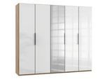 Drehtürenschrank Level 36D m. Spiegel ca. 250 cm Weiß/Eiche