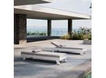 Gartenliege Susa Hellgrau Metall/Outdoorstoff +Abdeckung