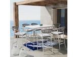 Gartenbarset Allonso Hellgrau Metall/Textil/Glas + Abdeckung