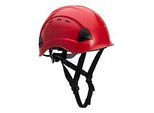 Portwest Bergsteiger-Helm Height Endurance, EN 1249, belüftet, verstellbares Kopfteil, ohne Schild, ABS und PC, rot