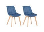 CLP 2er-Set Esszimmerstühle Passaic Samt, ergonomisch gepolstert & gesteppt, mit Bodenschonern, bis 150 kg belastbar