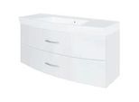 Waschtischkombi Florida Weiß Hochglanz + Überlaufring