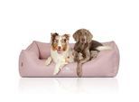 Knuffelwuff Orthopädisches Hundebett Luisa aus Velours mit feinem Handwebcharakter Sunshine Edition hellrosa XL