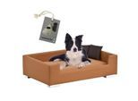 Rohrschneider Hundesofa mit Gratis-Beigabe, Hundecouch Kunstleder braun/ caramell