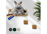 Rohrschneider ® Kletterwand Massiv, Wandelement, Katzenbett mit 2 Katzentreppen, waschbares Kissen beige