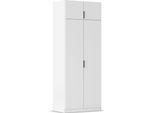 Kleiderschrank RAUCH "Drehtürenschrank Schrank Garderobe Ankleide Schlafzimmer LAGOA", weiß (alpinweiß), B:91cm H:235cm T:54cm, Holzwerkstoff, Schränke, Kleiderschrank, moderne Kantengriffe aus Metall, optional mit Aufsatz MADE IN GERMANY