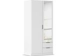 Kleiderschrank RAUCH "Drehtürenschrank Schrank Garderobe Ankleide Schlafzimmer LAGOA", weiß (alpinweiß), B:91cm H:197cm T:54cm, Holzwerkstoff, Schränke, Kleiderschrank, geräumige Schubladen, 3 Breiten, optional mit Aufsatz MADE IN GERMANY