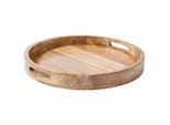 Ambia Home Serviertablett, Braun, Holz, Mangoholz, Hartholz, rund, 4.75 cm, Lfgb, Handmade in India, handgemacht, lebensmittelecht, Tischkultur & Servieren, Tabletts