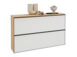 Dieter Knoll Schuhkipper, Anthrazit, Weiß, Eiche, Holz, Glas, Holzwerkstoff, Balkeneiche, furniert, 8 Fächer, 140x83x31 cm, Made in Germany, erweiterbar, Typenauswahl, Beimöbel erhältlich, hängend, Garderobe, Schuhaufbewahrung, Schuhkipper