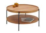 Hom`in Couchtisch, Schwarz, Eiche, Holz, Holzwerkstoff, Eiche, furniert, rund, Rundrohr, 80x45x80 cm, Wohnzimmer, Wohnzimmertische, Couchtische
