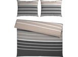 Bettwäsche Streif XXL Schwarz/Beige ca. 200x220cm