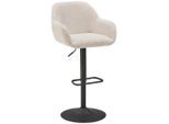 Livetastic Barhocker, Schwarz, Beige, Metall, Textil, Drehkreuz, 44x95-117x55 cm, inklusive Armlehnen, Esszimmer, Barmöbel, Barhocker