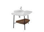 VitrA Plural Waschtisch-Konsole 62570 103,2 x 61,2 x 73 cm, links, Ablage Walnuss, Platte weiß hochglanz