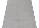 Läufer PACO HOME "Porto 890", silber (silberfarben), B:80cm H:13mm L:250cm, Polypropylen, Teppiche, Läufer, Teppich-Läufer, Kurzflor, Uni-Farben, ideal im Flur und Schlafzimmer